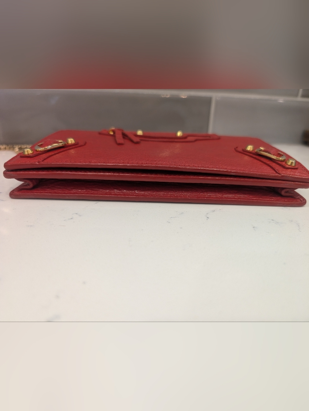 Balenciaga Agneau Red Leather Crossbody - Wallet On Chain - Picture 7 of 14